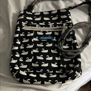 KAVU Black and White Swan Crossbody Bag